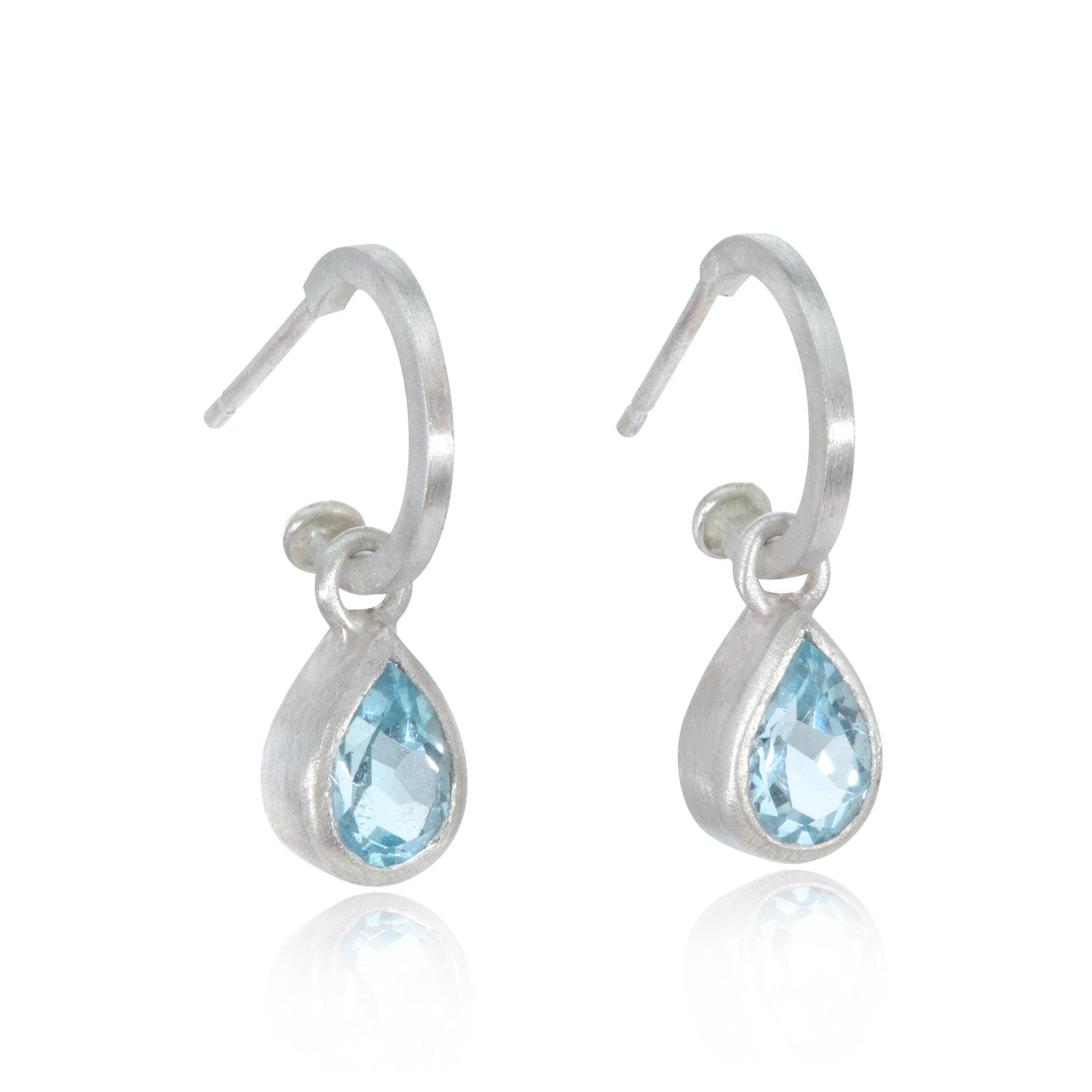 Silver hoop earring with Medium Topaz drop