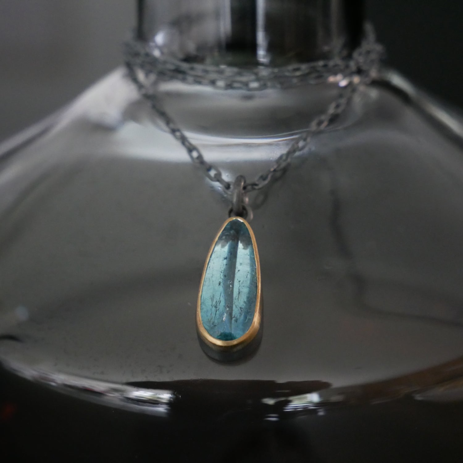 Gold and silver Aquamarine pendant