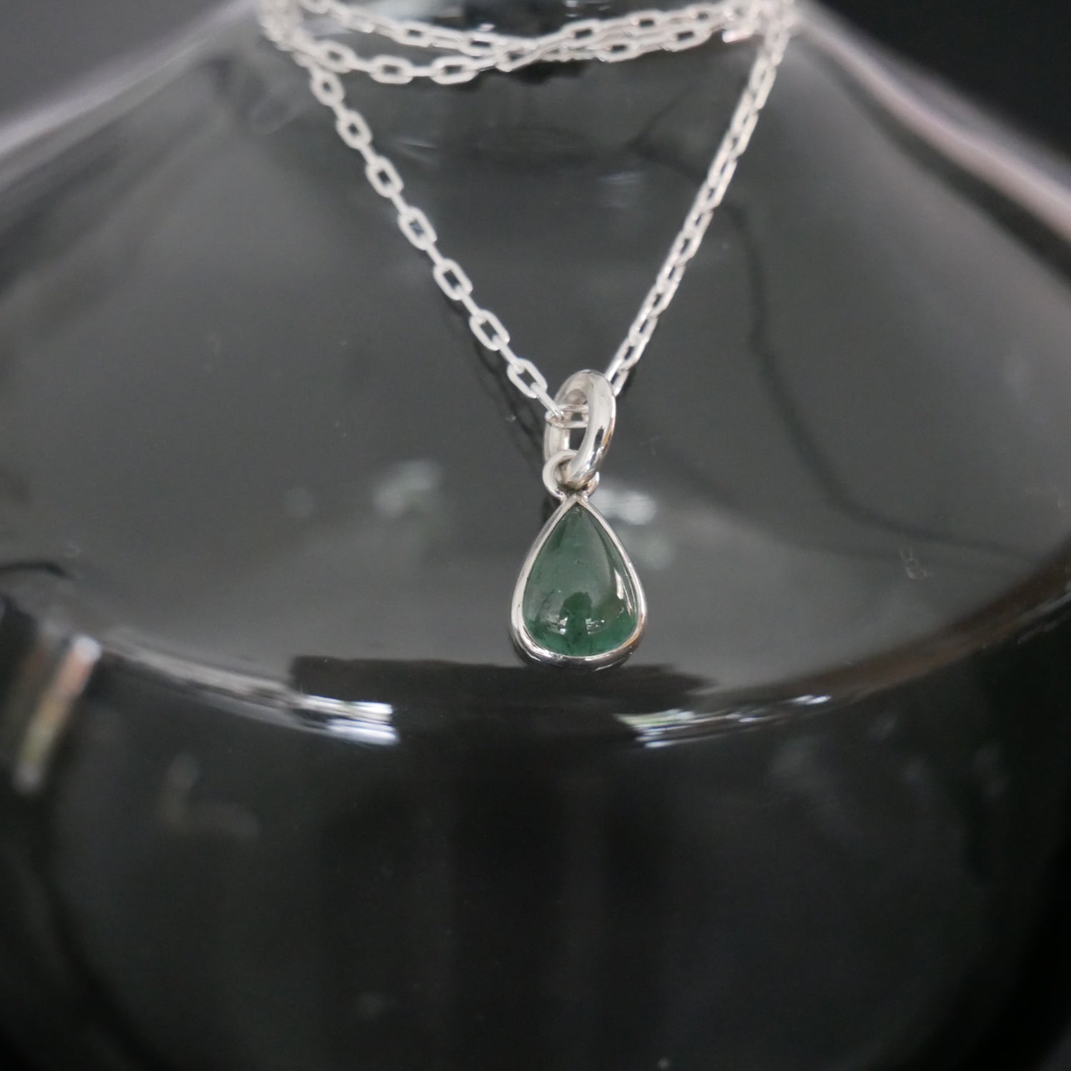 Drop tourmaline silver necklace