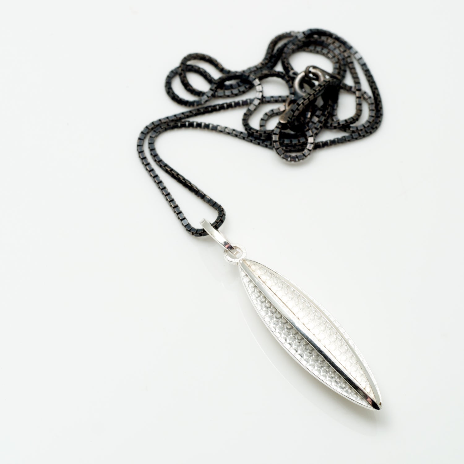 Silver Slender Pod Drop Necklace