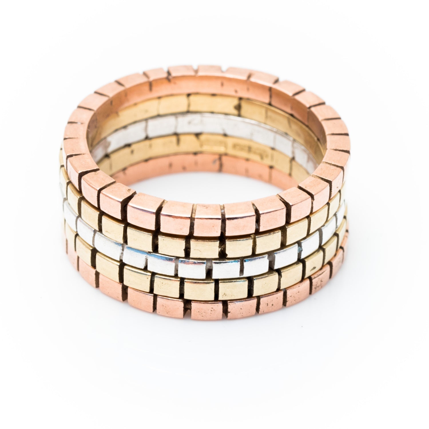 9ct gold cube ring stack