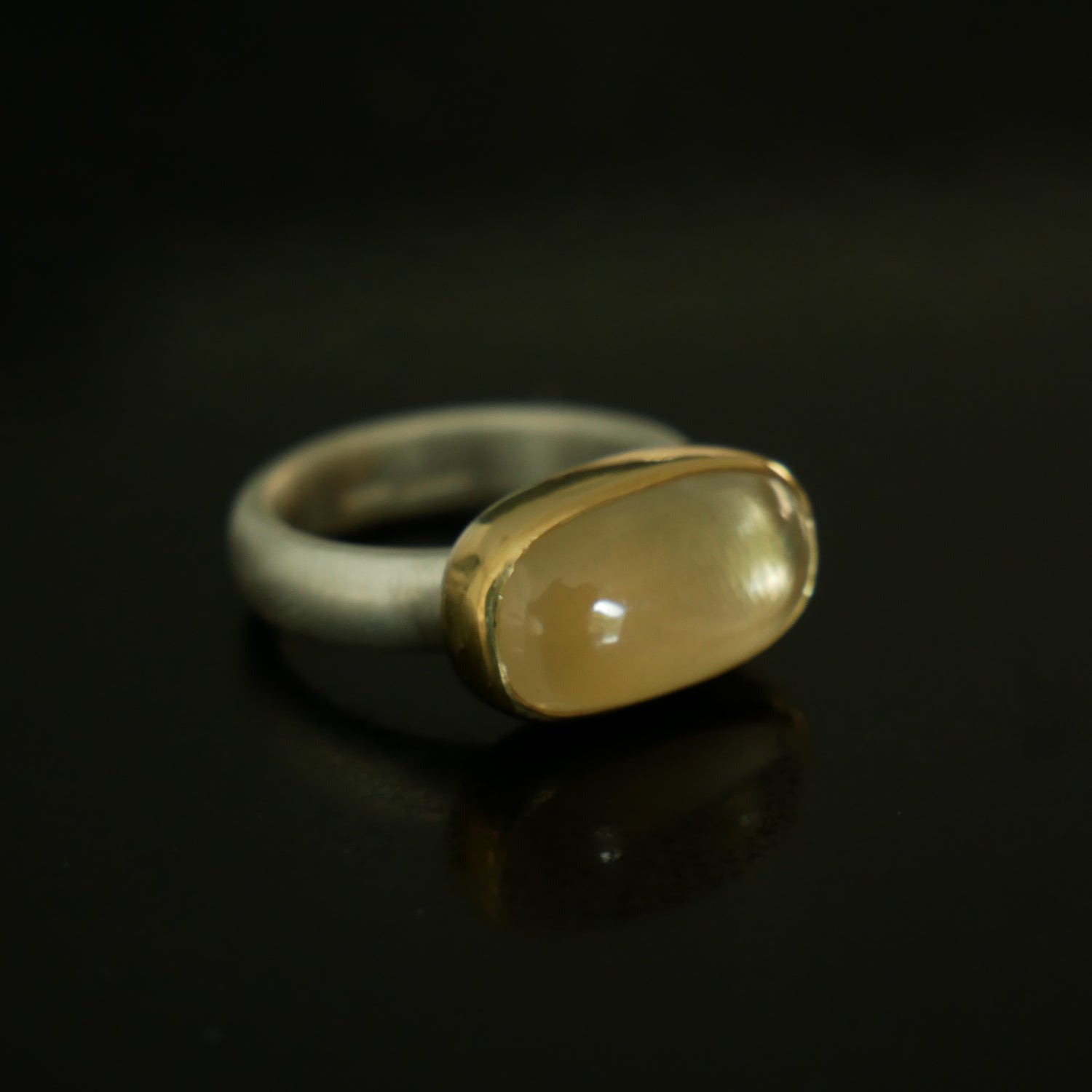 Pink Moonstone gold and silver ring