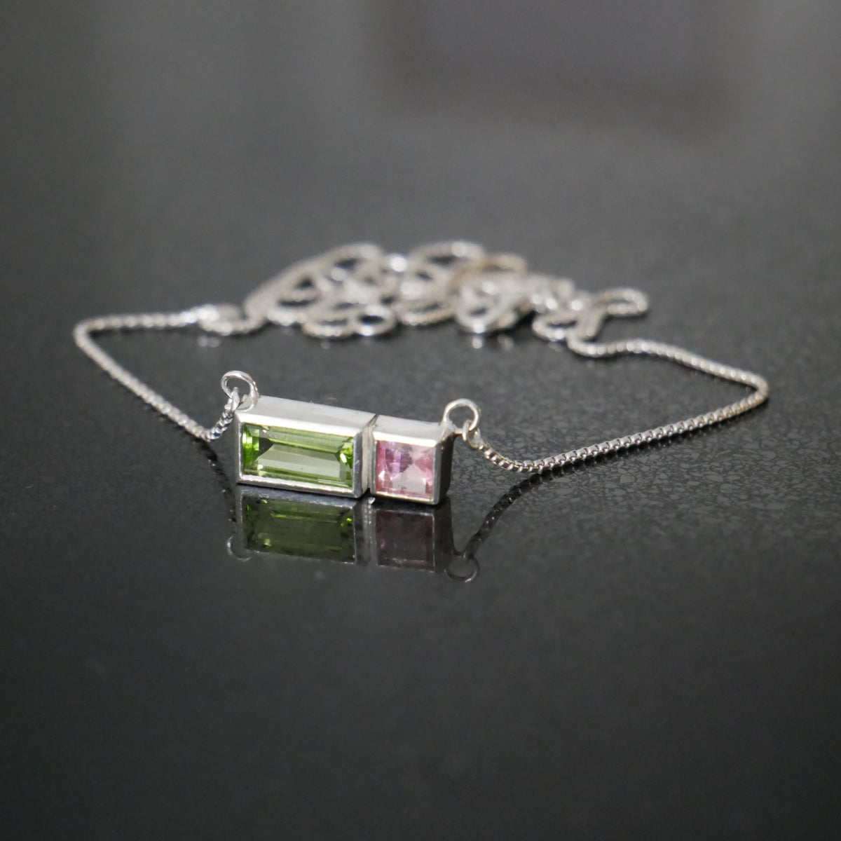 Peridot and tourmaline necklace