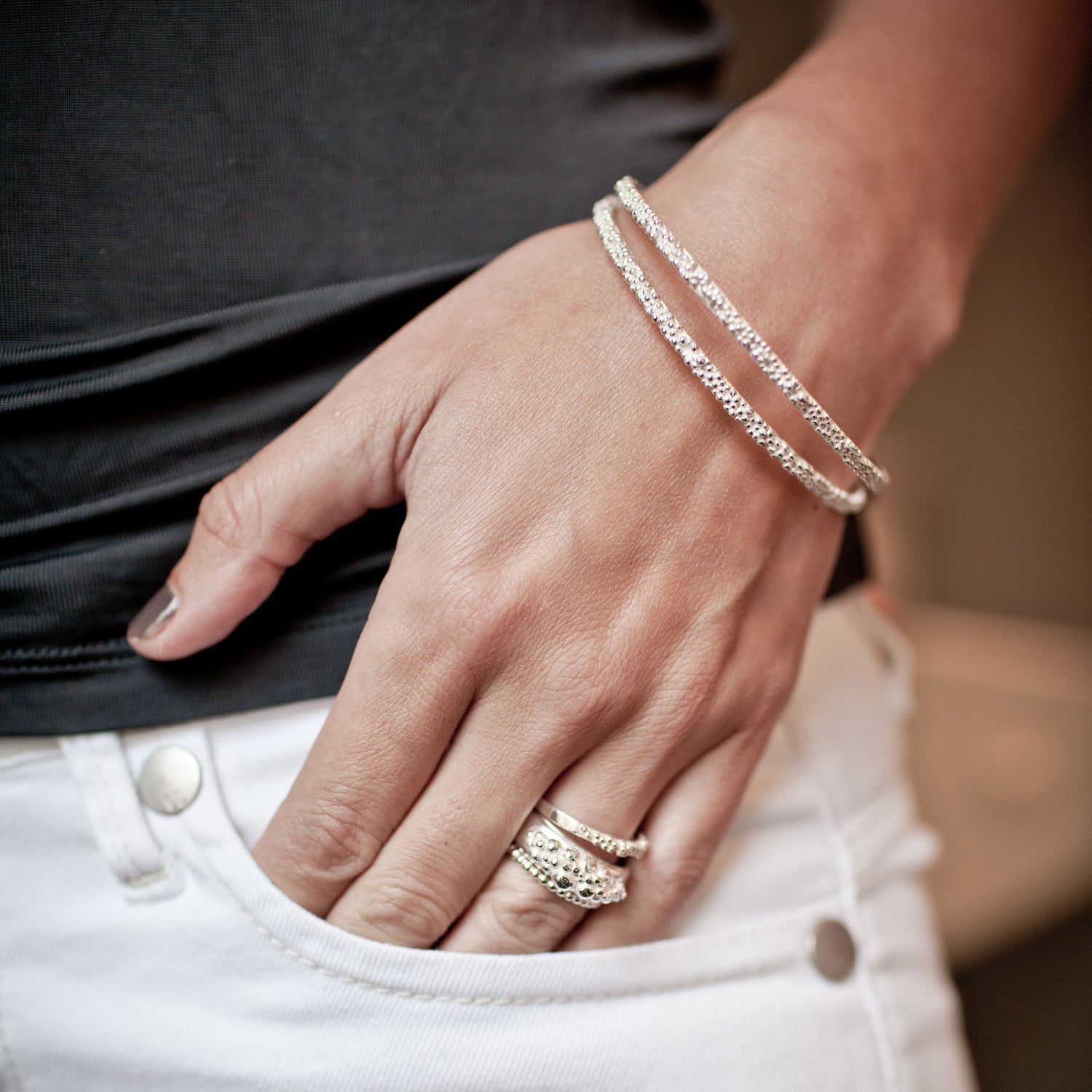 narrow beaded bangle