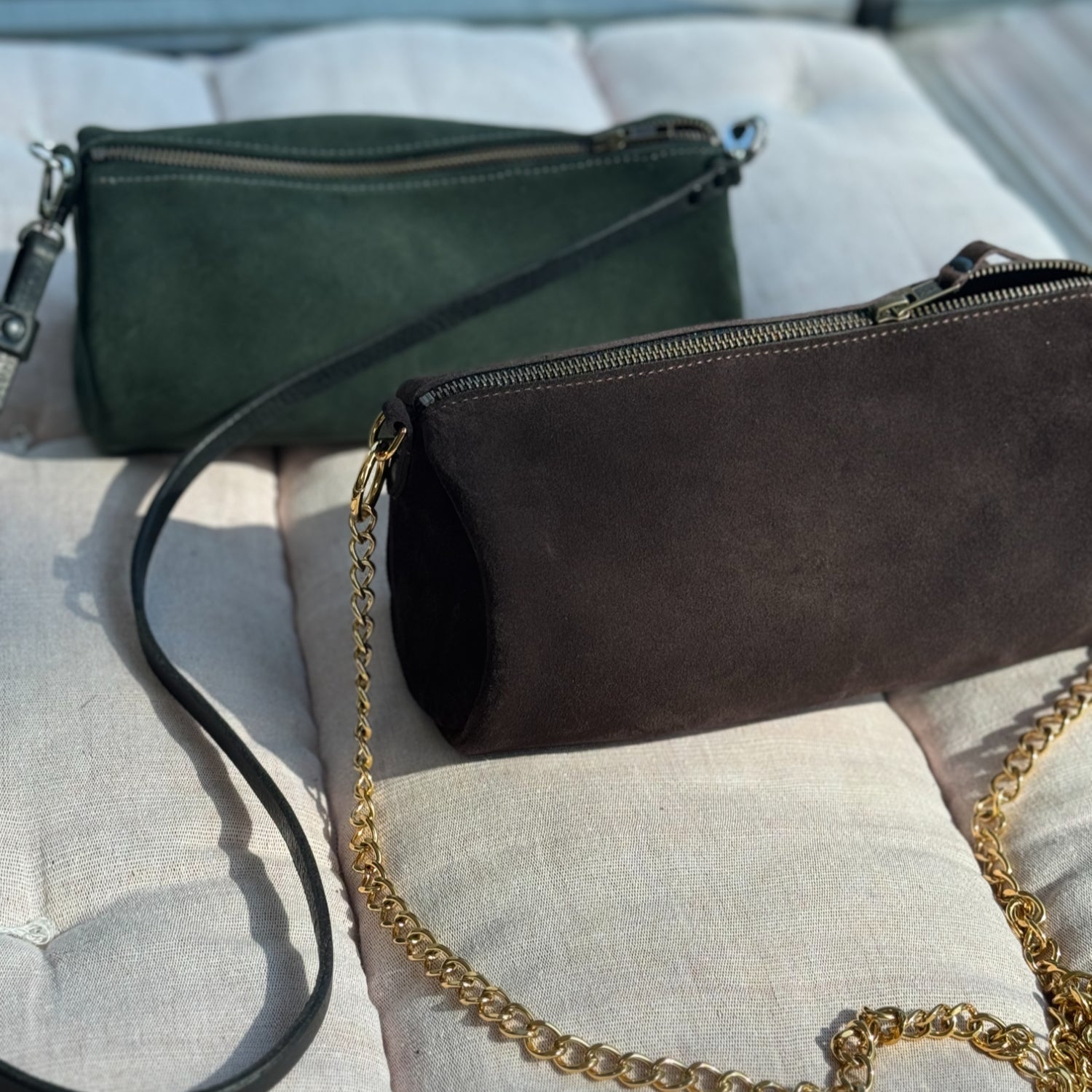 Suede barrell bag
