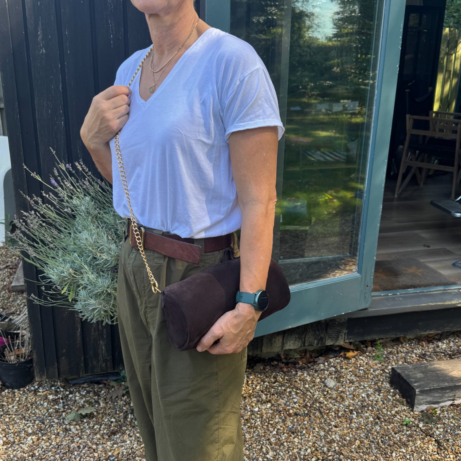 Suede barrell bag