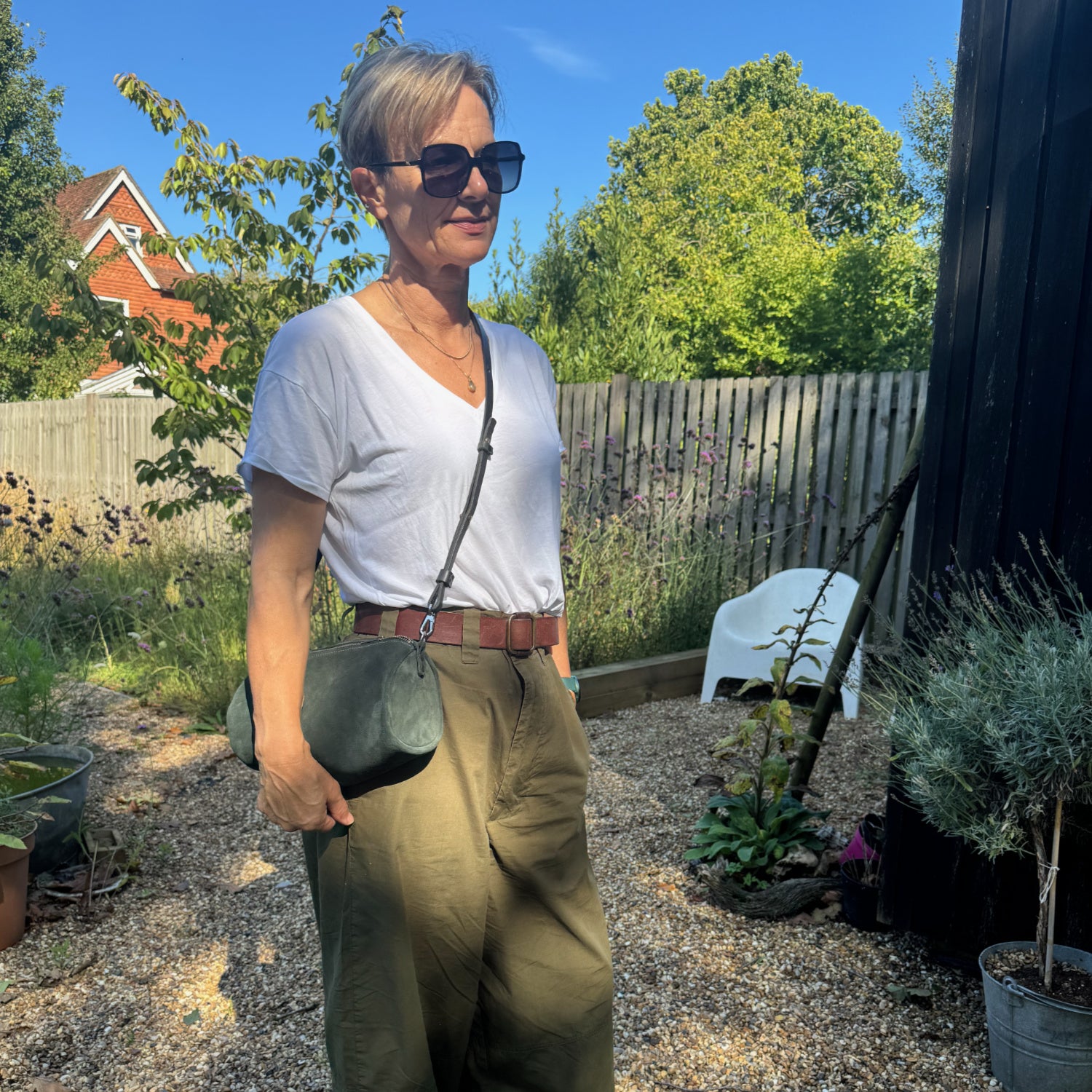 Suede barrell bag