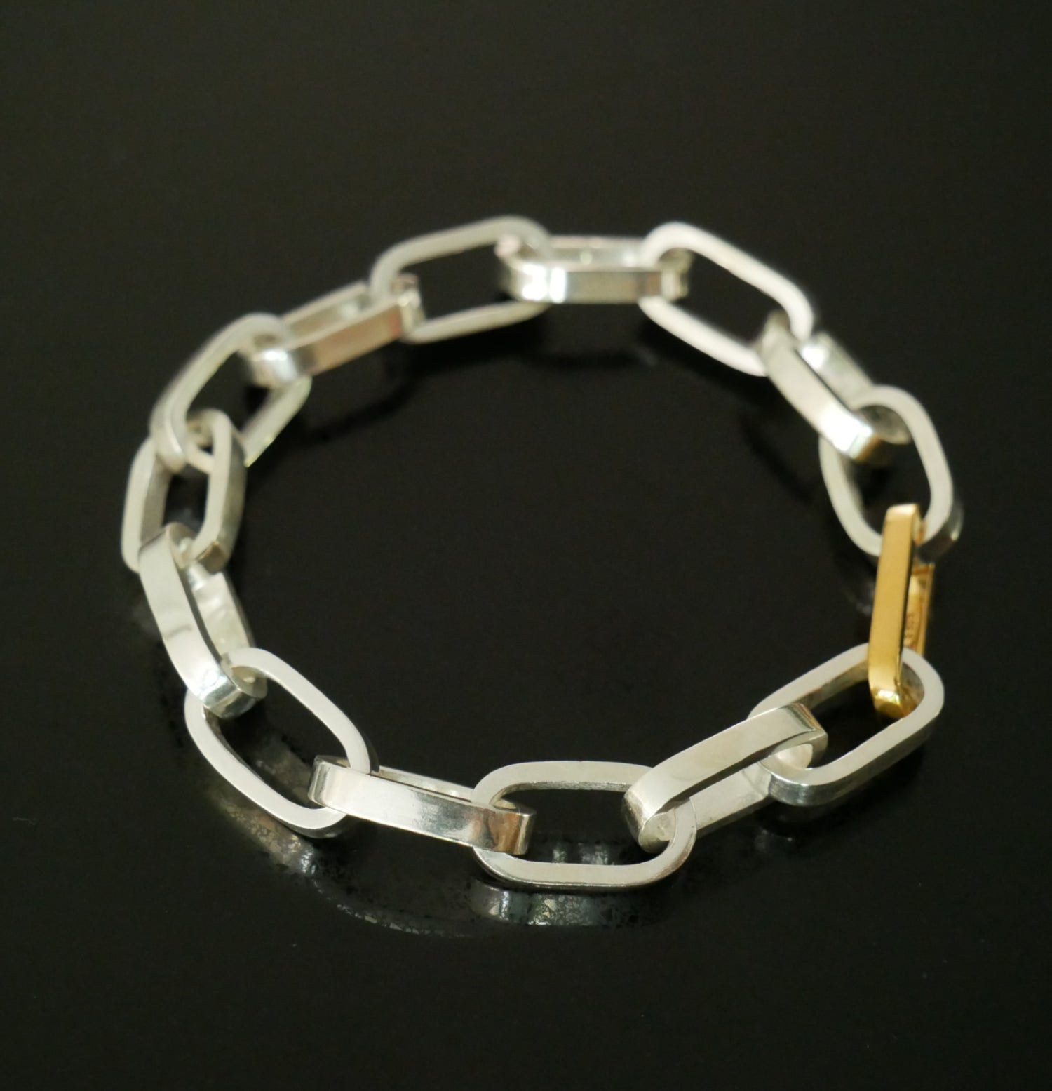 silver large link bracelet