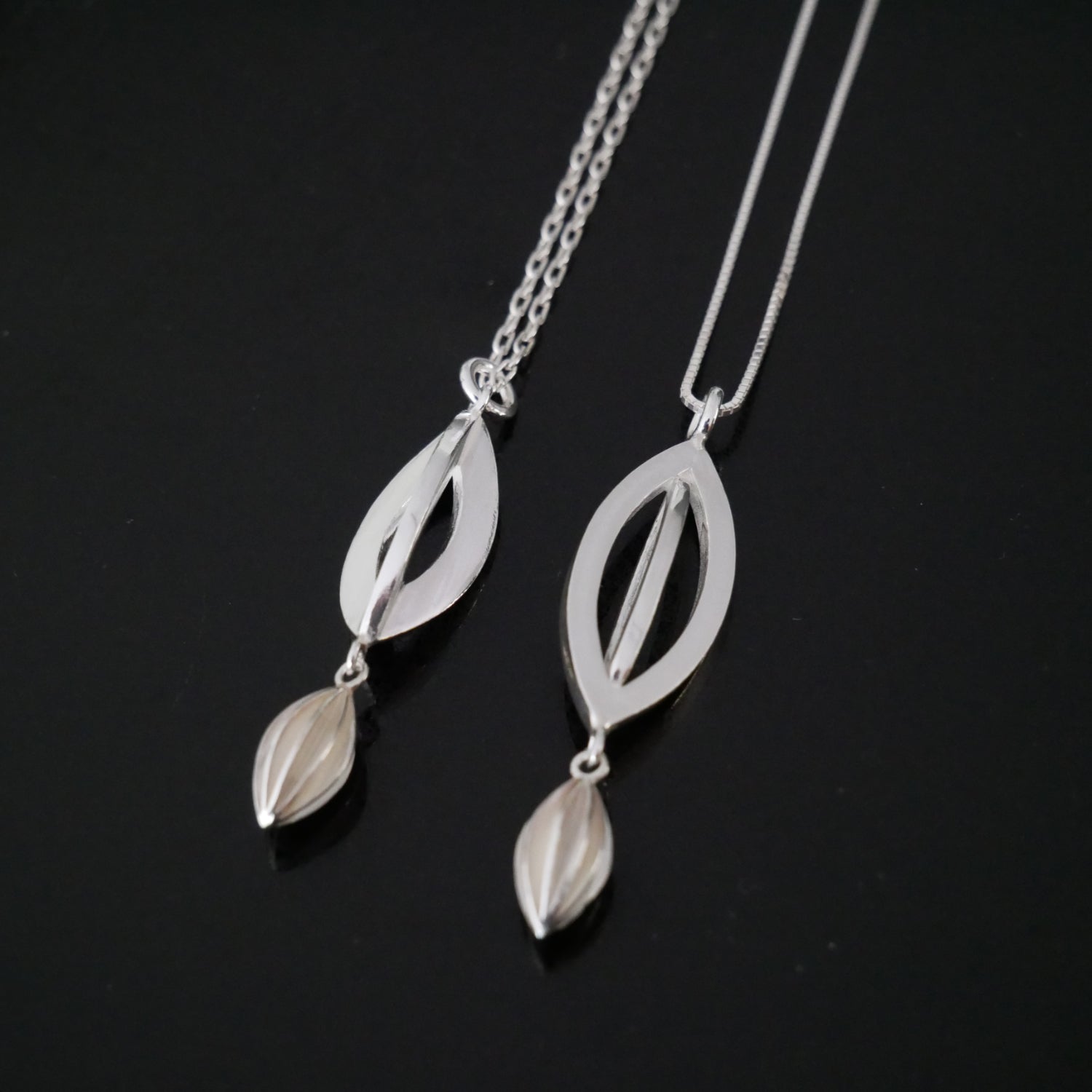 Chunky Silver Double Pod Necklace