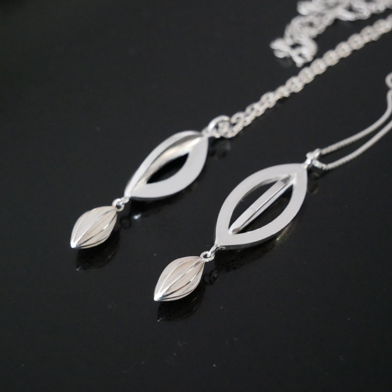 Chunky Silver Double Pod Necklace