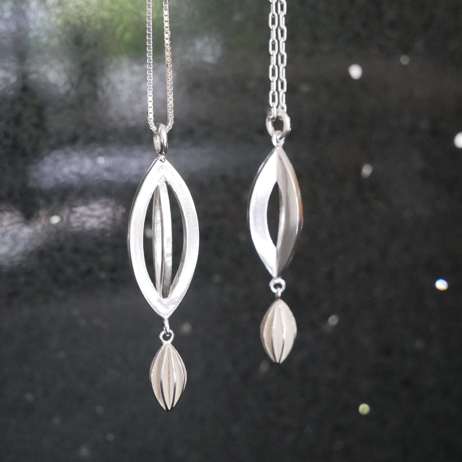 Chunky Silver Double Pod Necklace