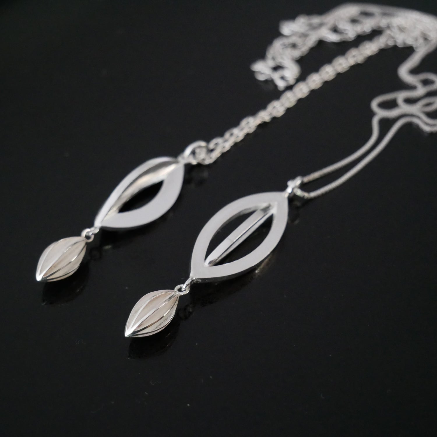Chunky Silver Double Pod Necklace