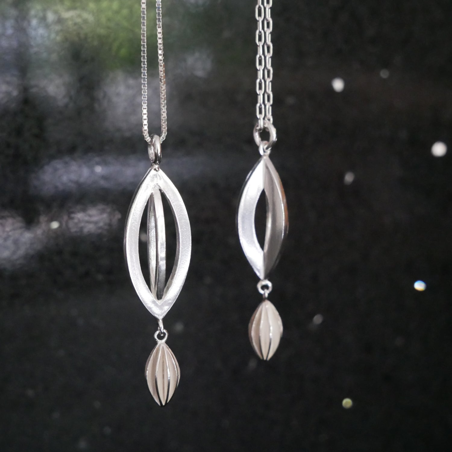 Chunky Silver Double Pod Necklace