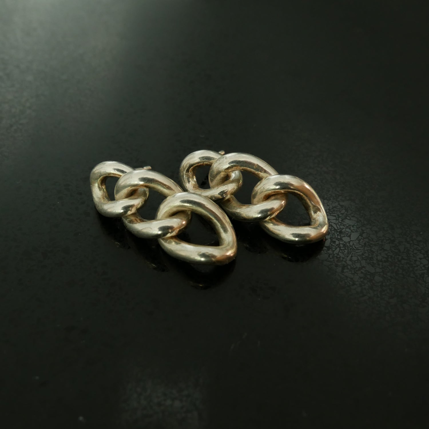 Silver curb link earrings