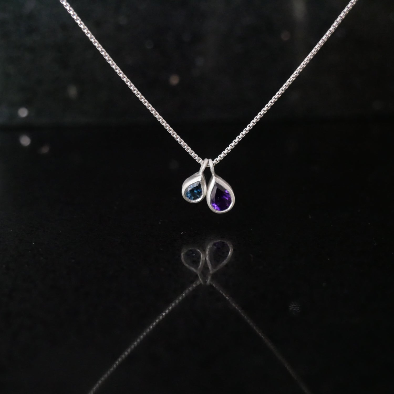 double drop pendant with amethyst and topaz