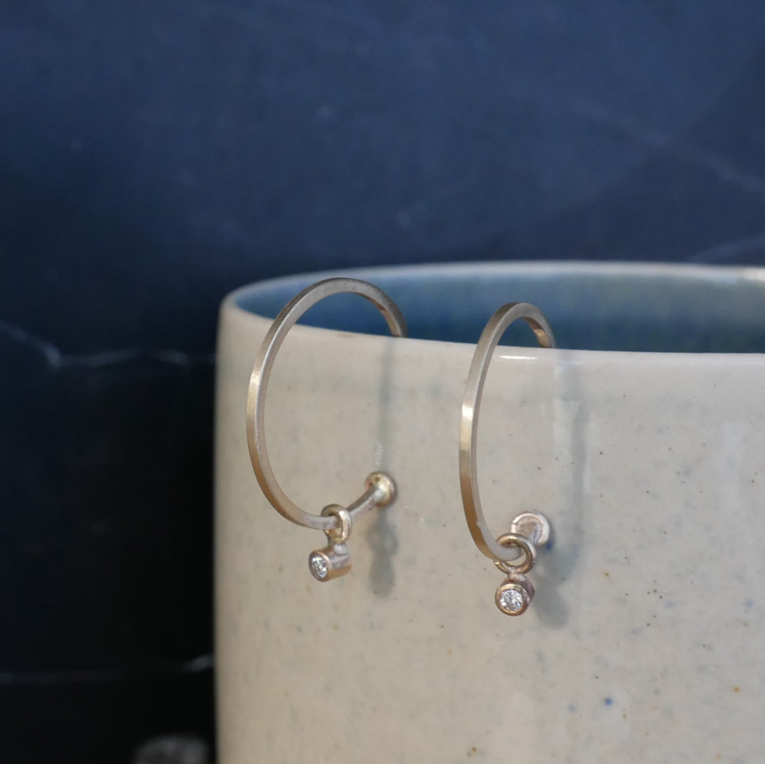 9ct gold Delicate large diamond hoop