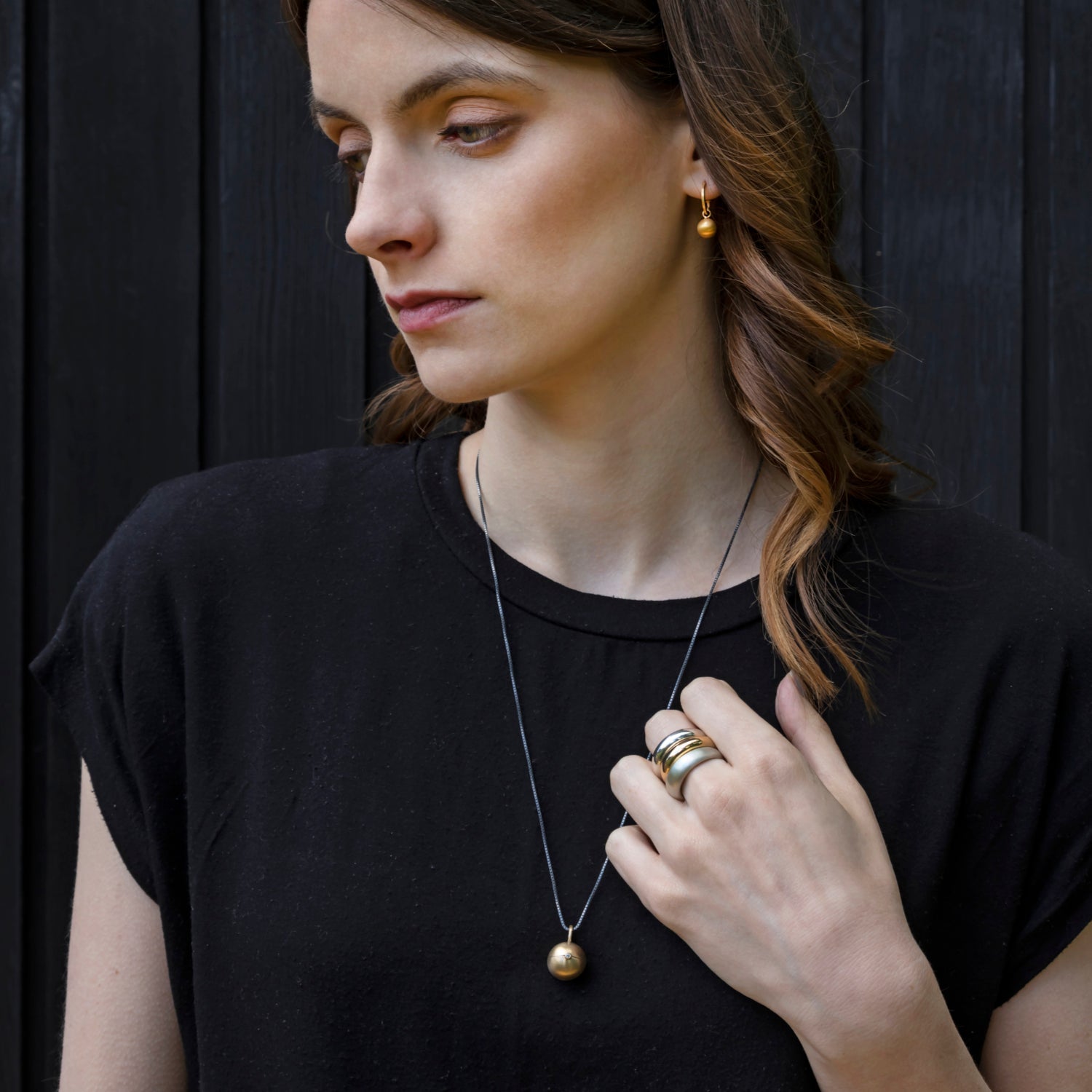 gold vermeil hoop and ball earrings