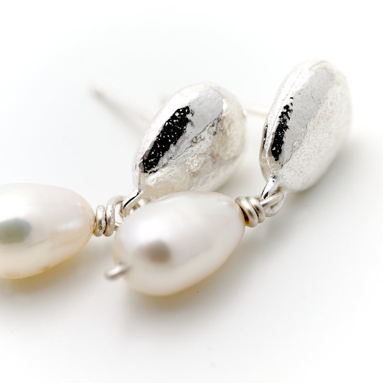 silver pebble studs and pearls