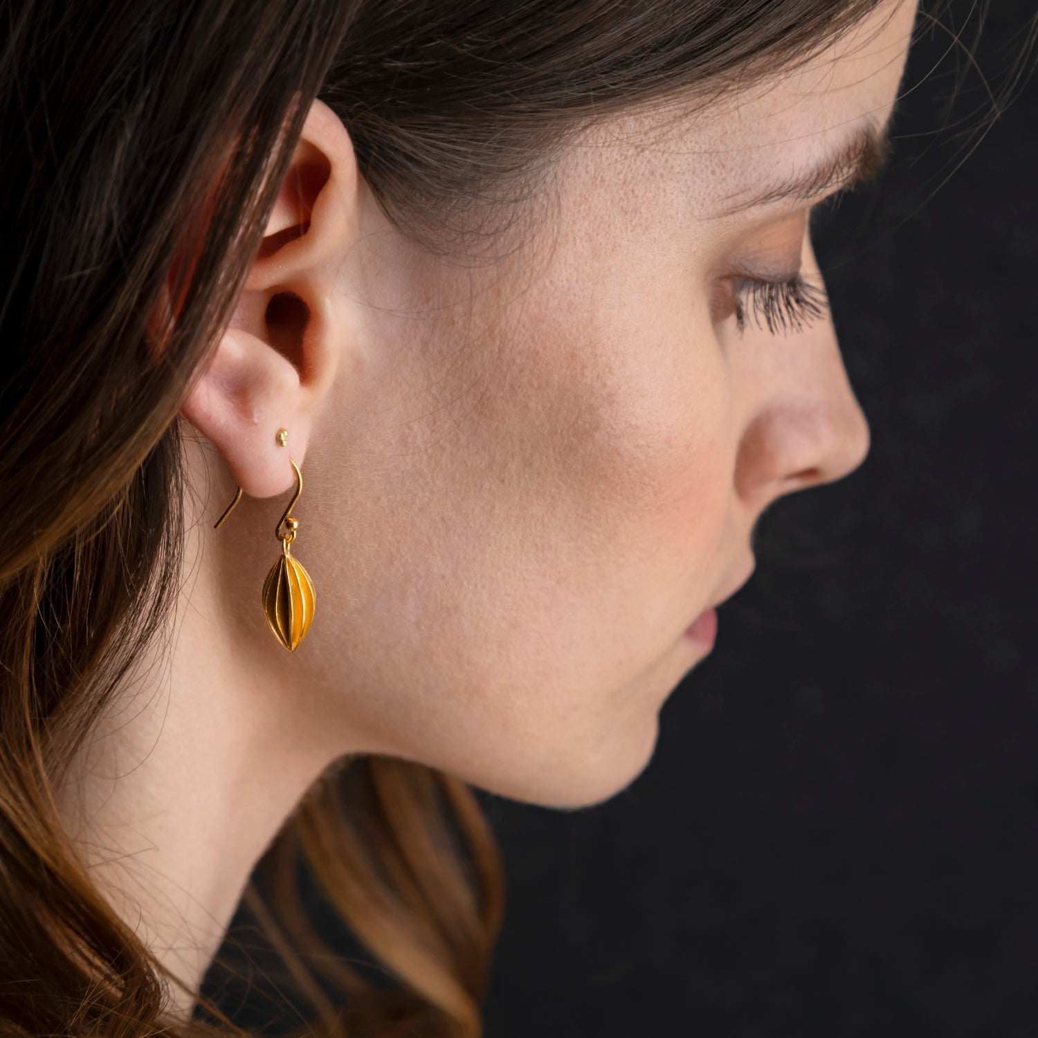 gold vermeil medium pod earrings