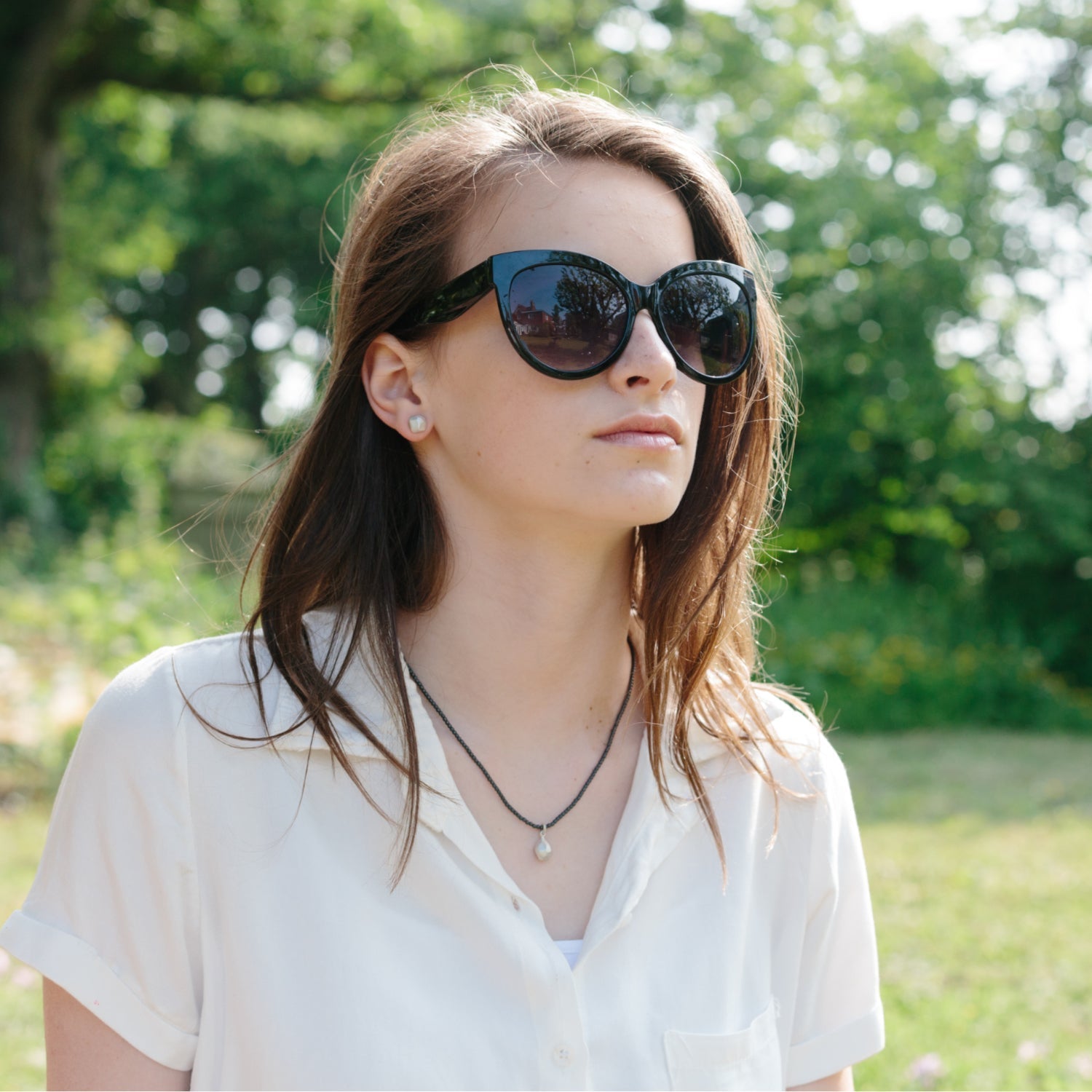 Haematite necklace with Flint charm