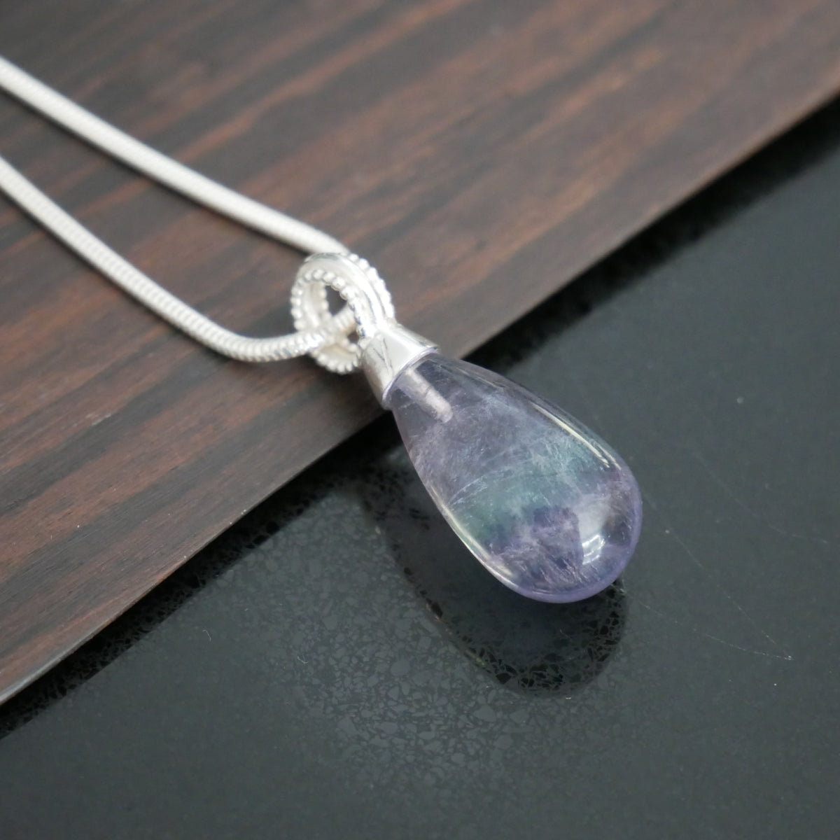 Silver and Flourite drop pendant