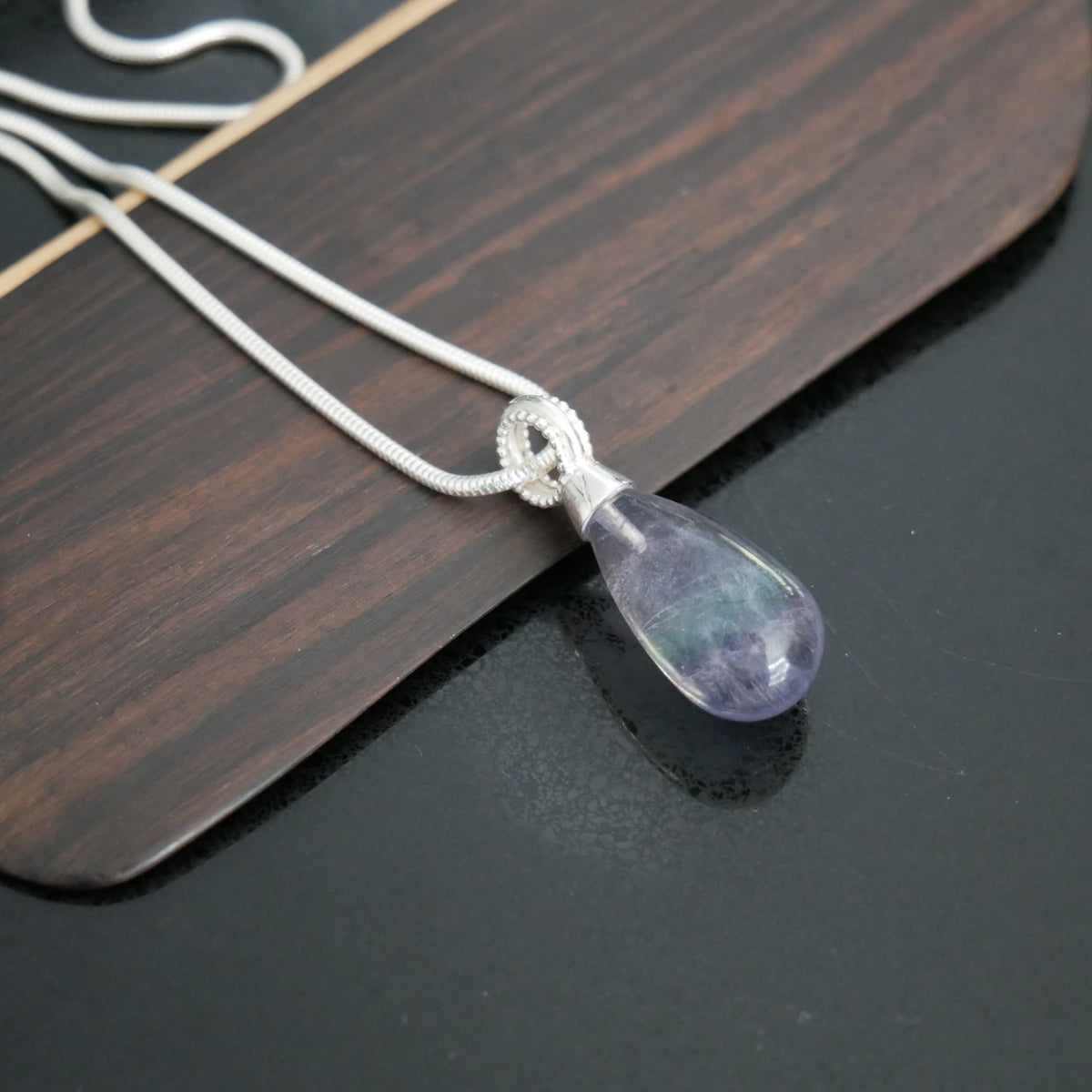 Silver and Flourite drop pendant