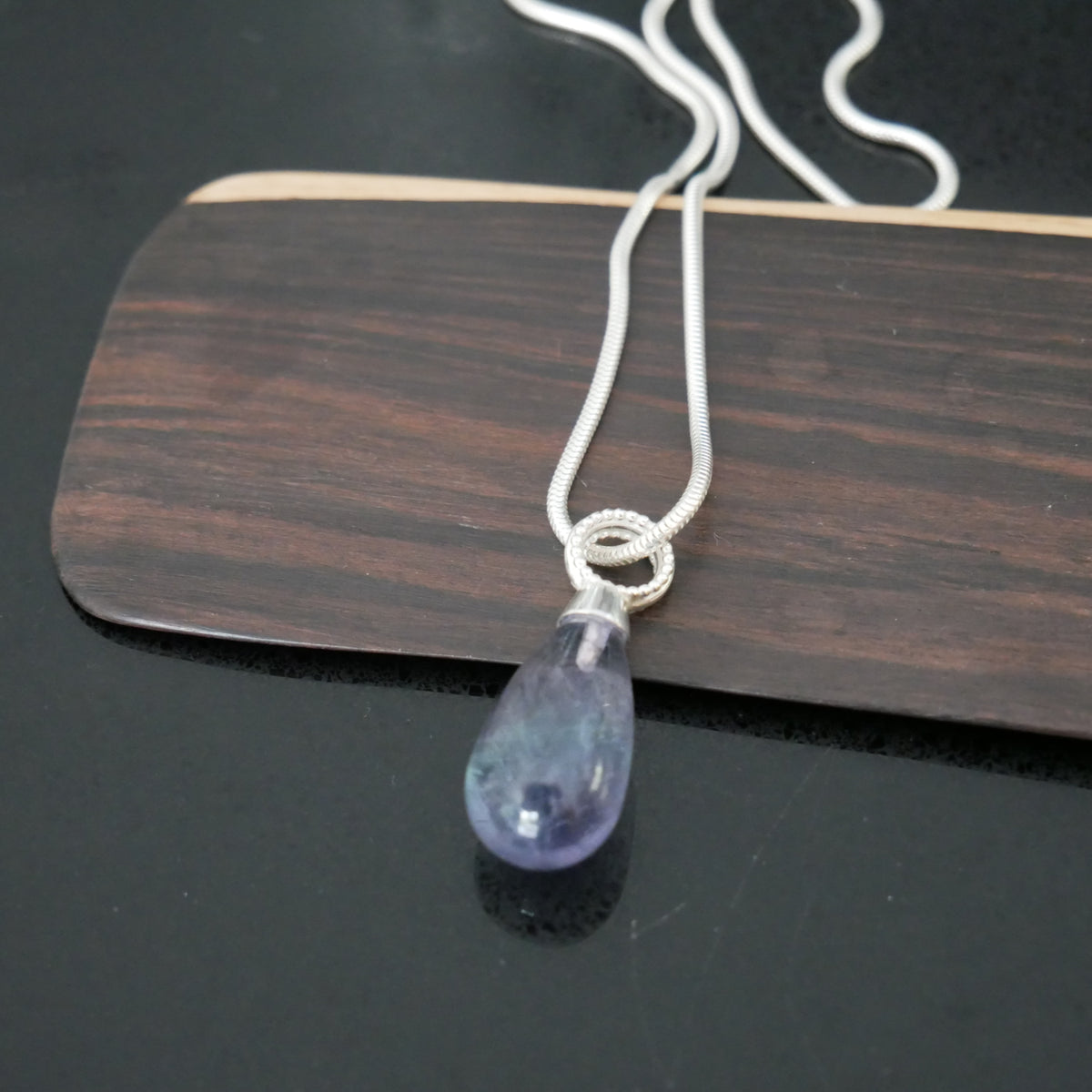 Silver and Flourite drop pendant