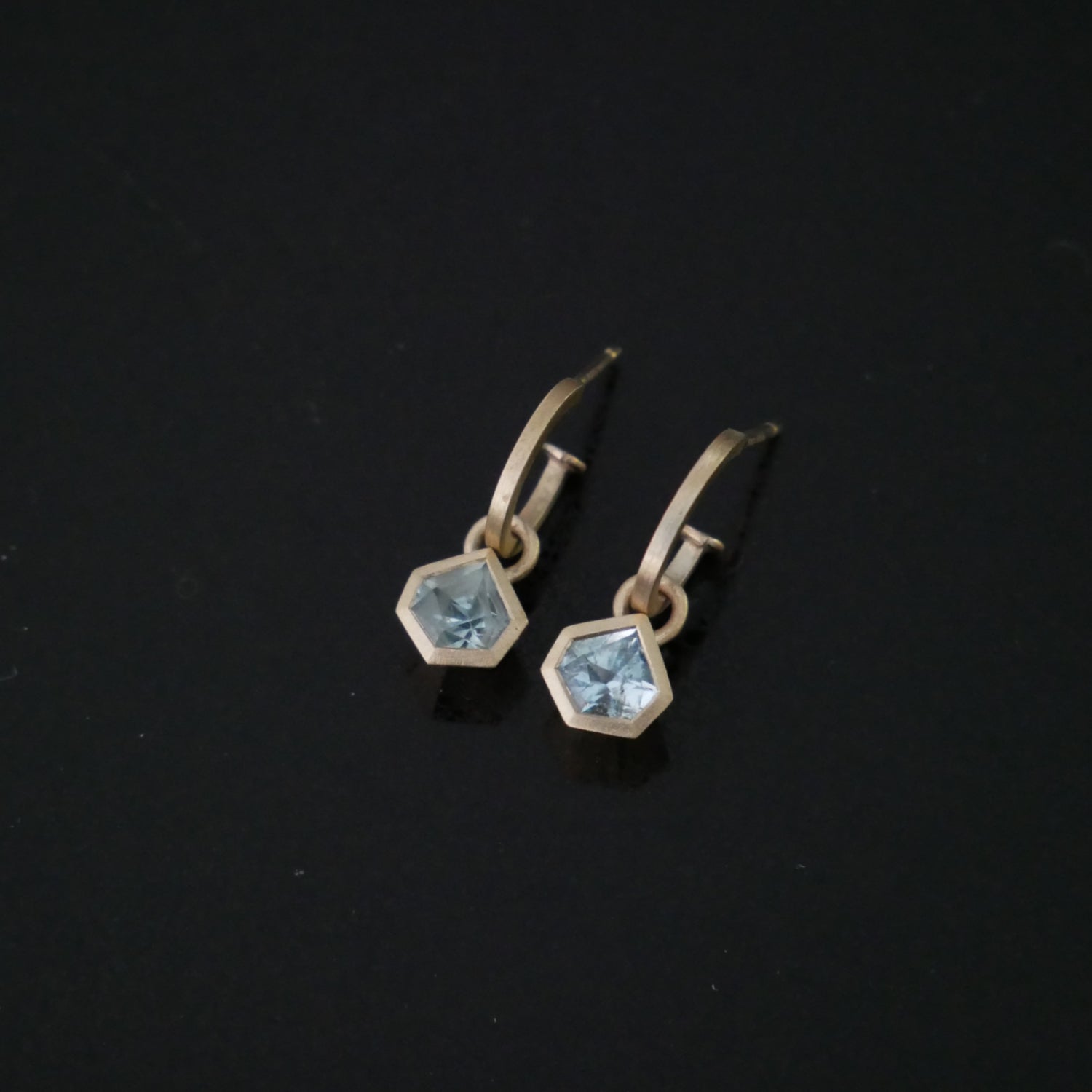 Aquamarine hoop earrings in 9ct gold