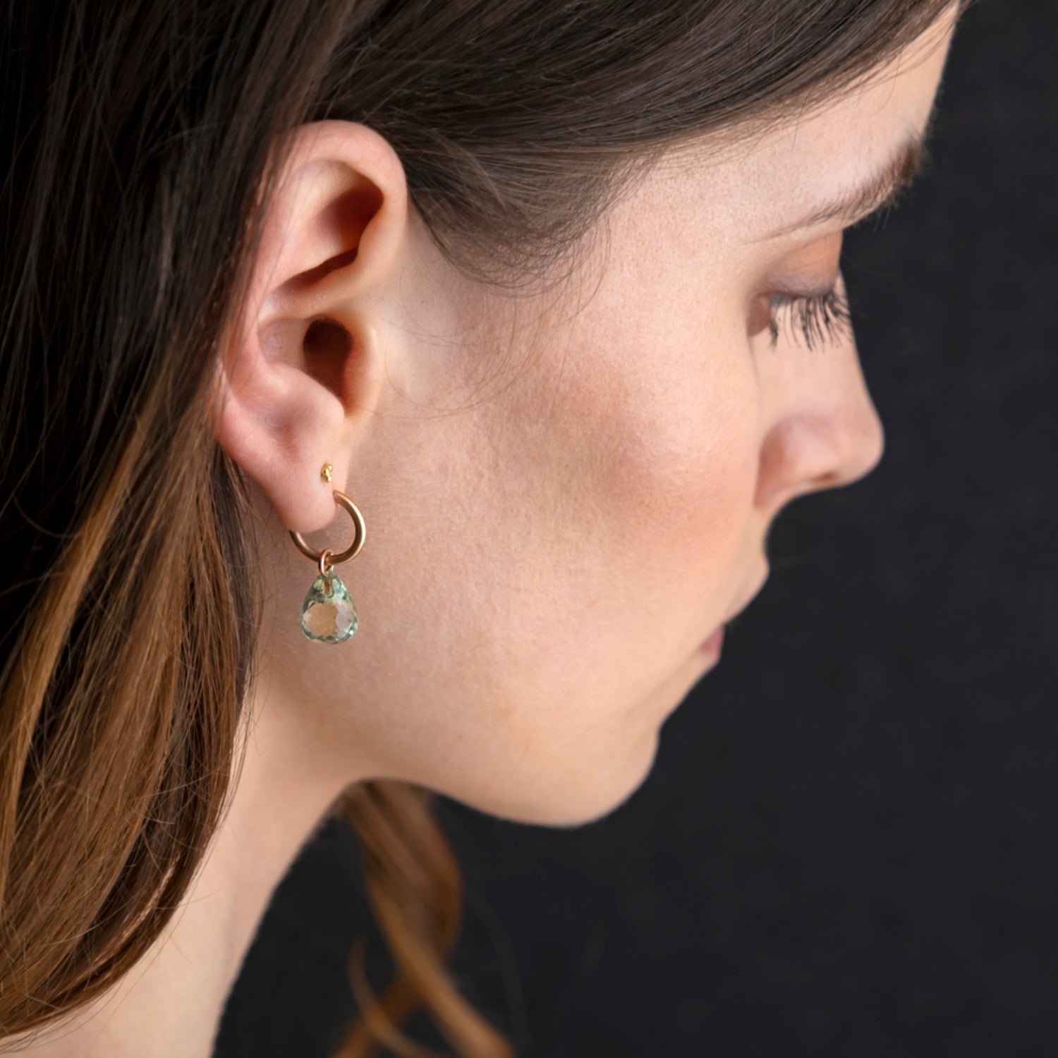 9ct gold hoops with quartz drops