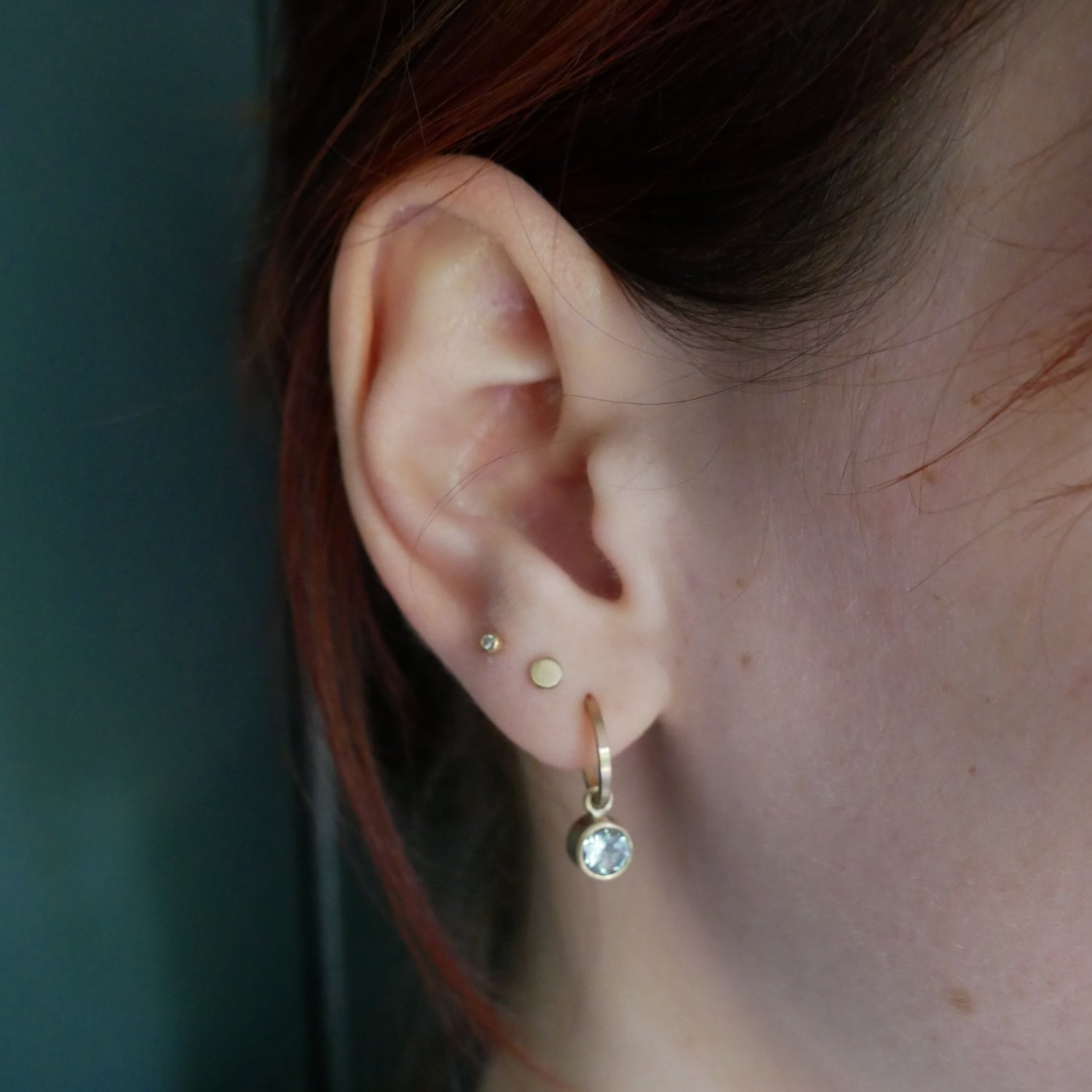 Delicate 9ct gold hoops with Topaz drops