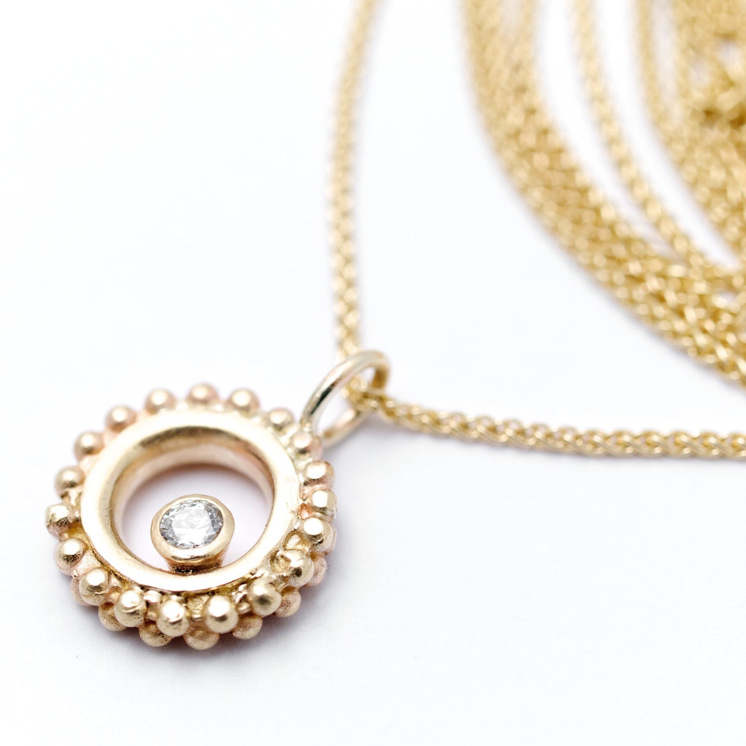 9ct gold beaded ring necklace