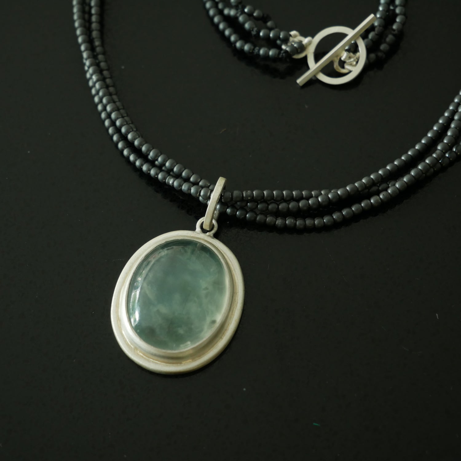 pale green Prehnite cabuchon necklace