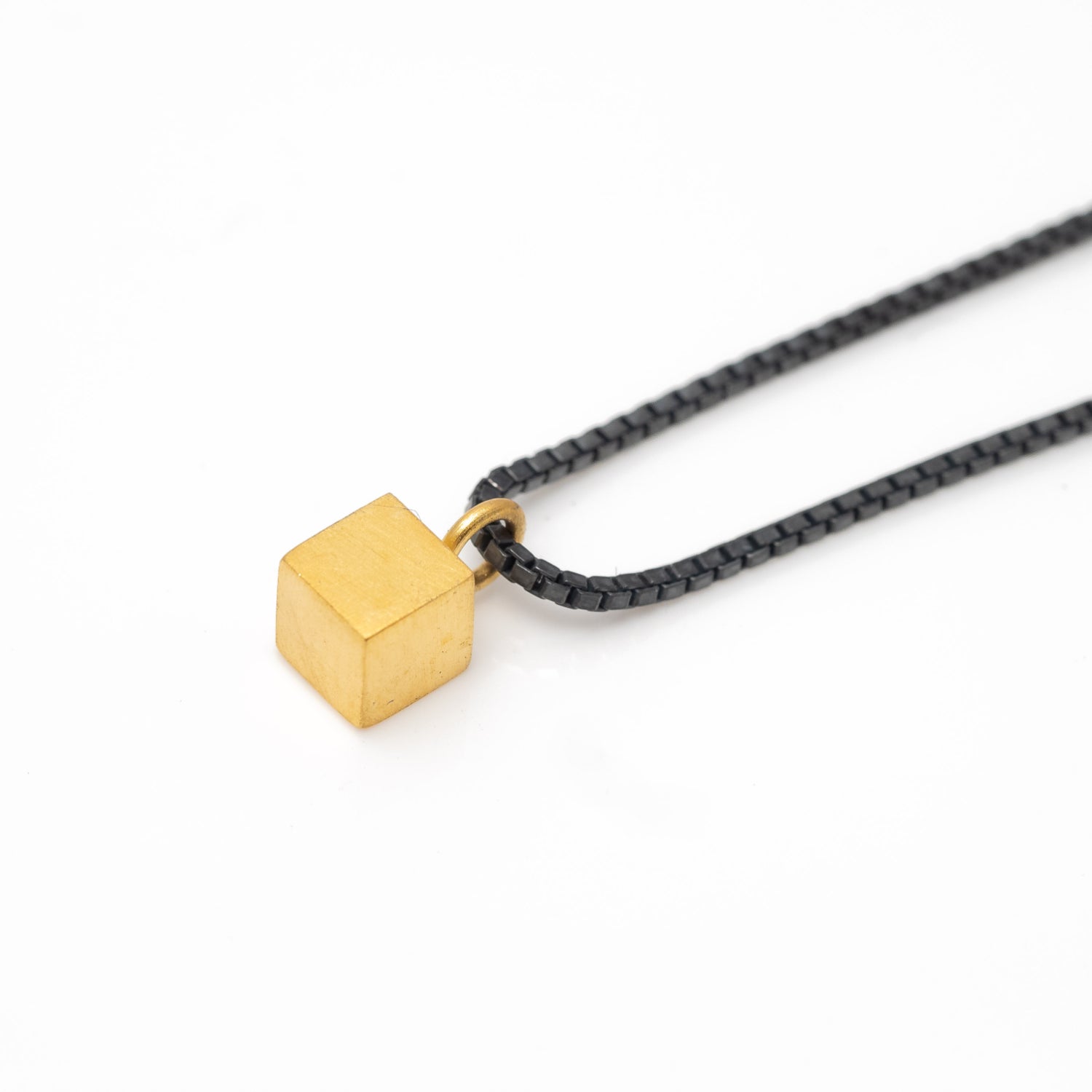 tiny gold plated cube necklace