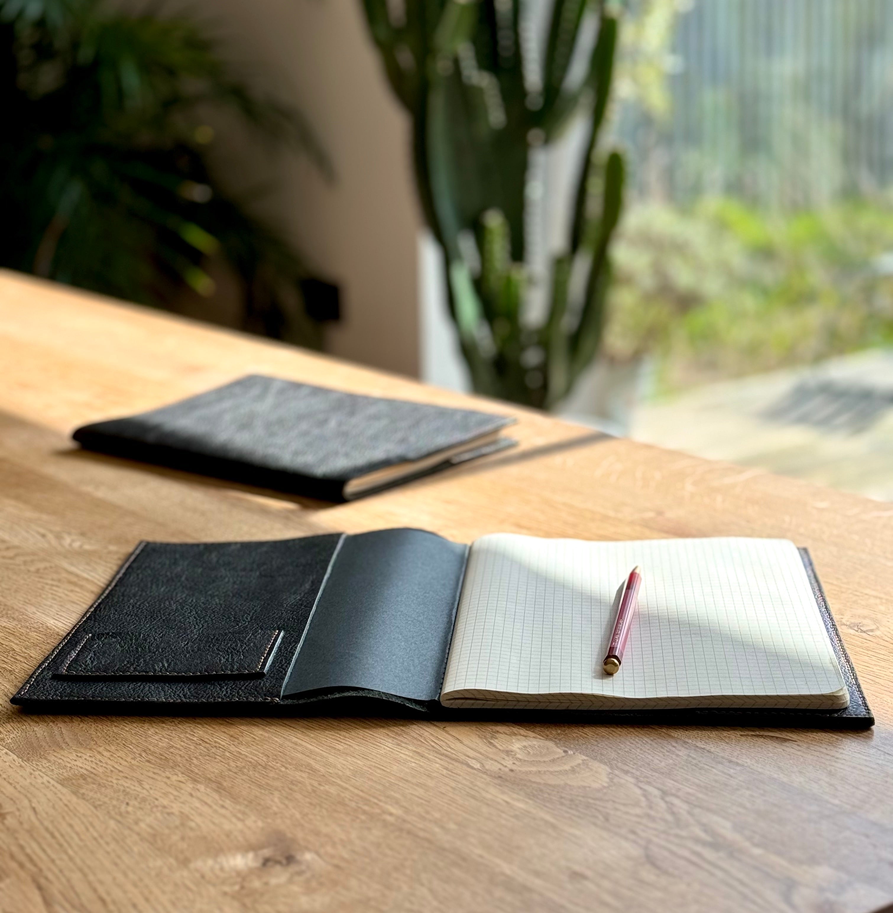 Handstitched moleskin notebook cover