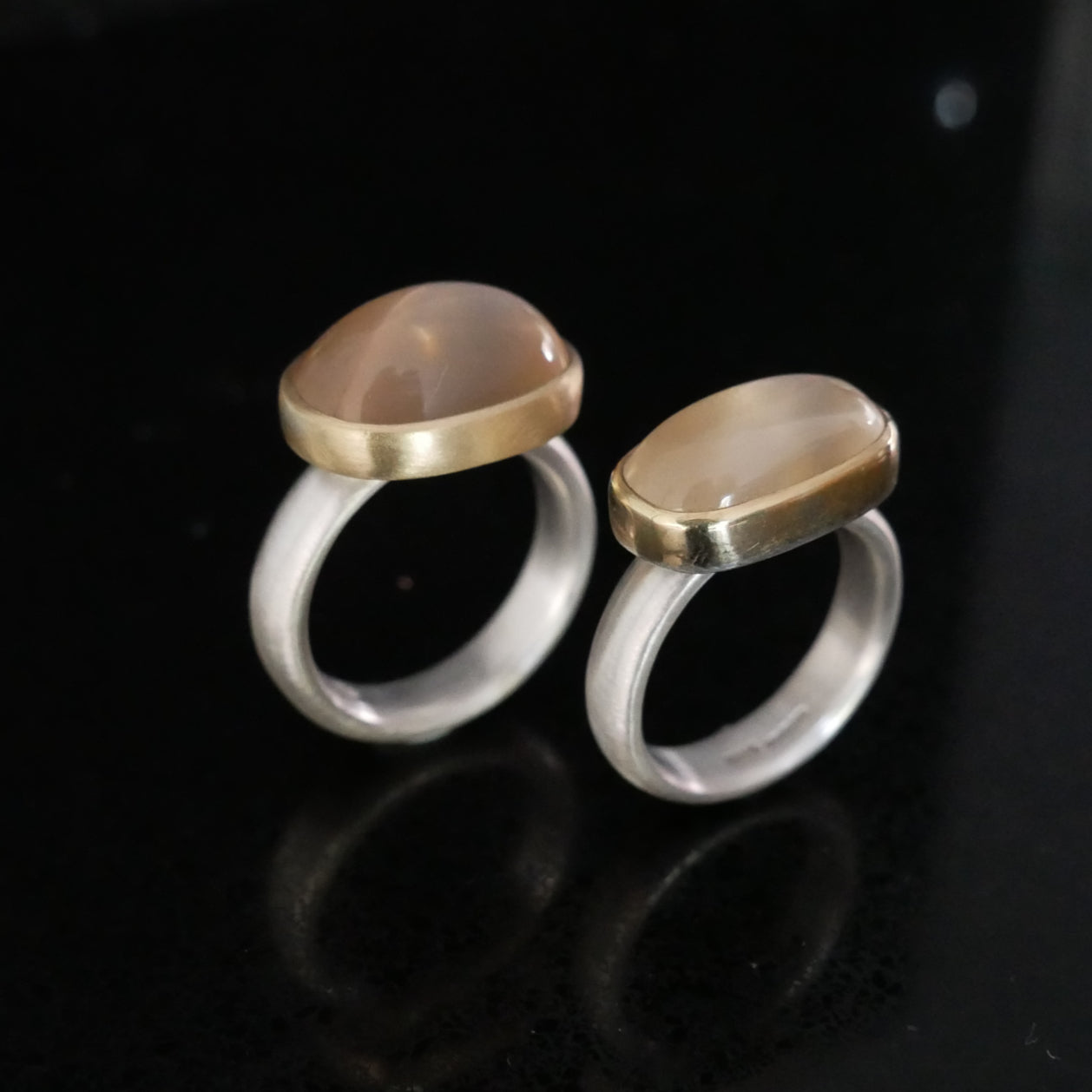 peach moonstone rings