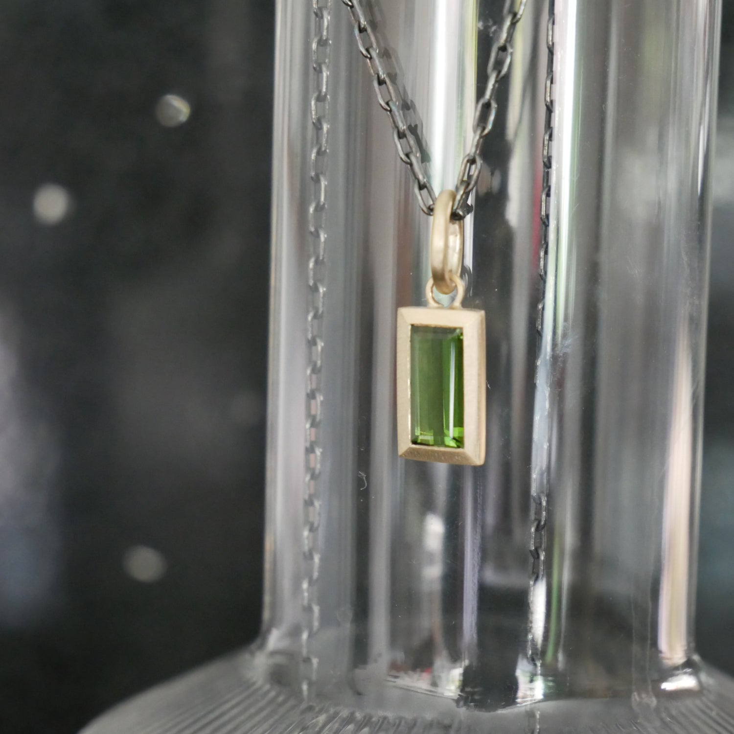 green baguette tourmaline pendant