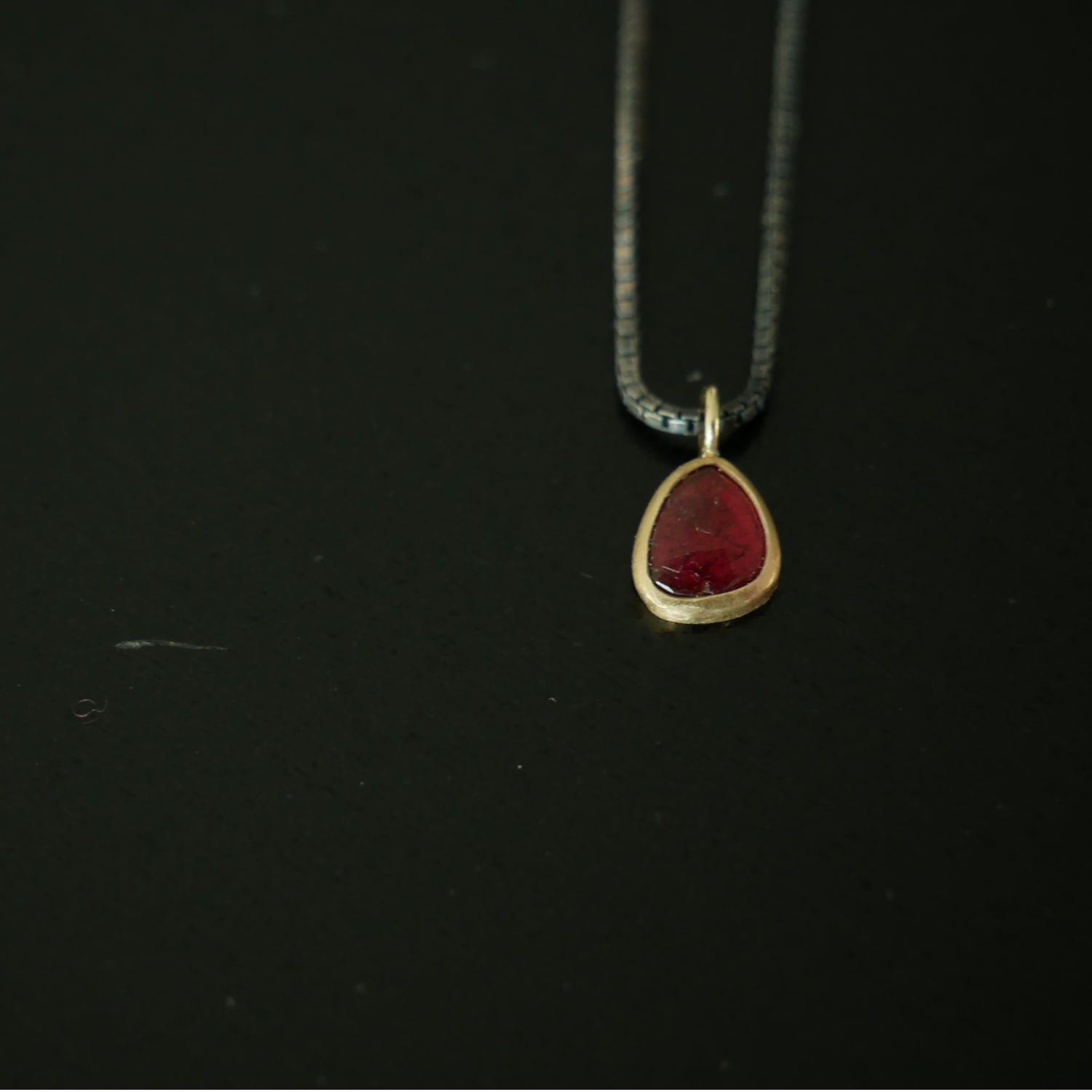 Tiny Pink rosecut tourmaline necklace