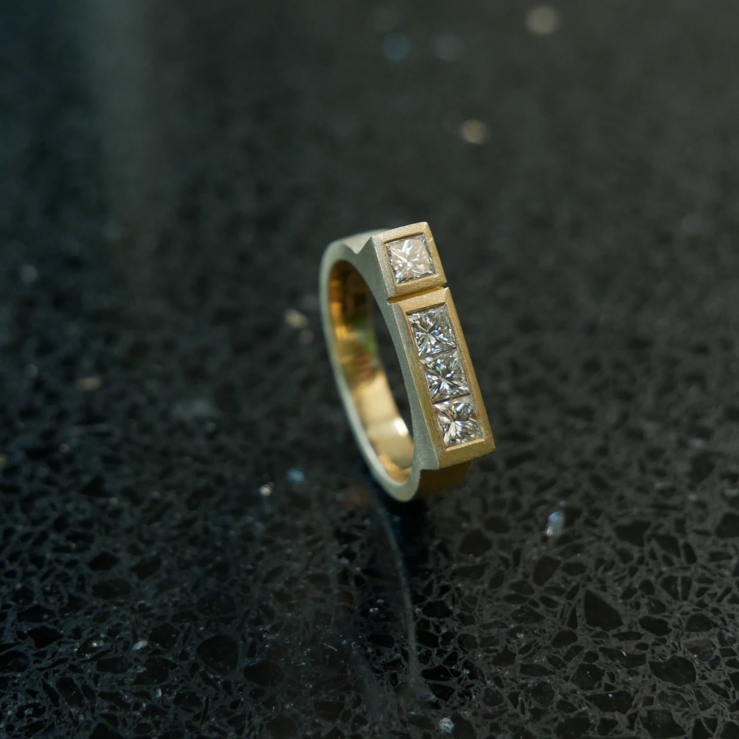 18ct gold architect ring with diamonds