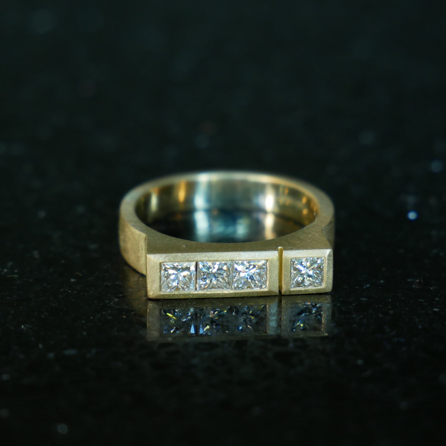 18ct gold architect ring with diamonds