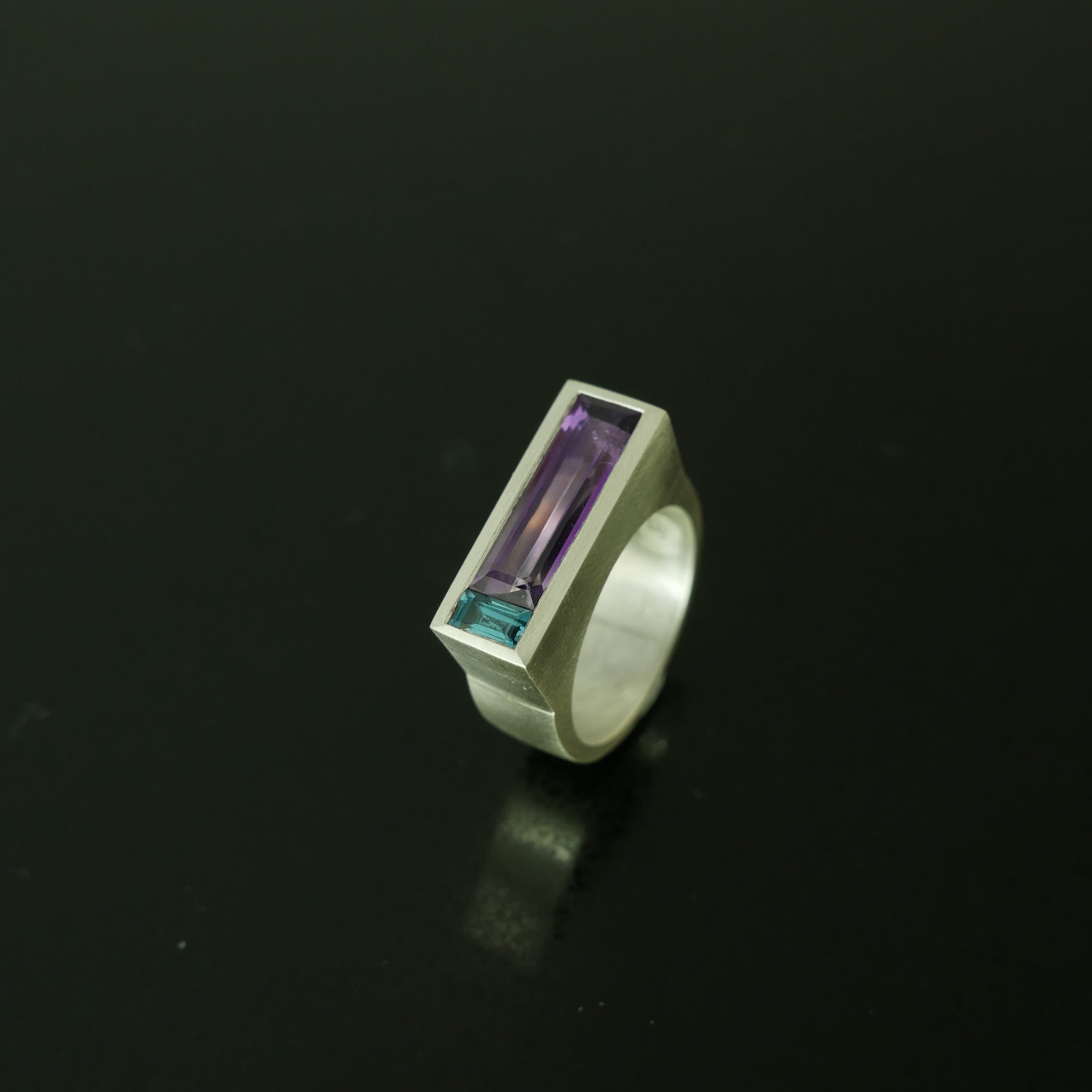 Baguette amethyst ring