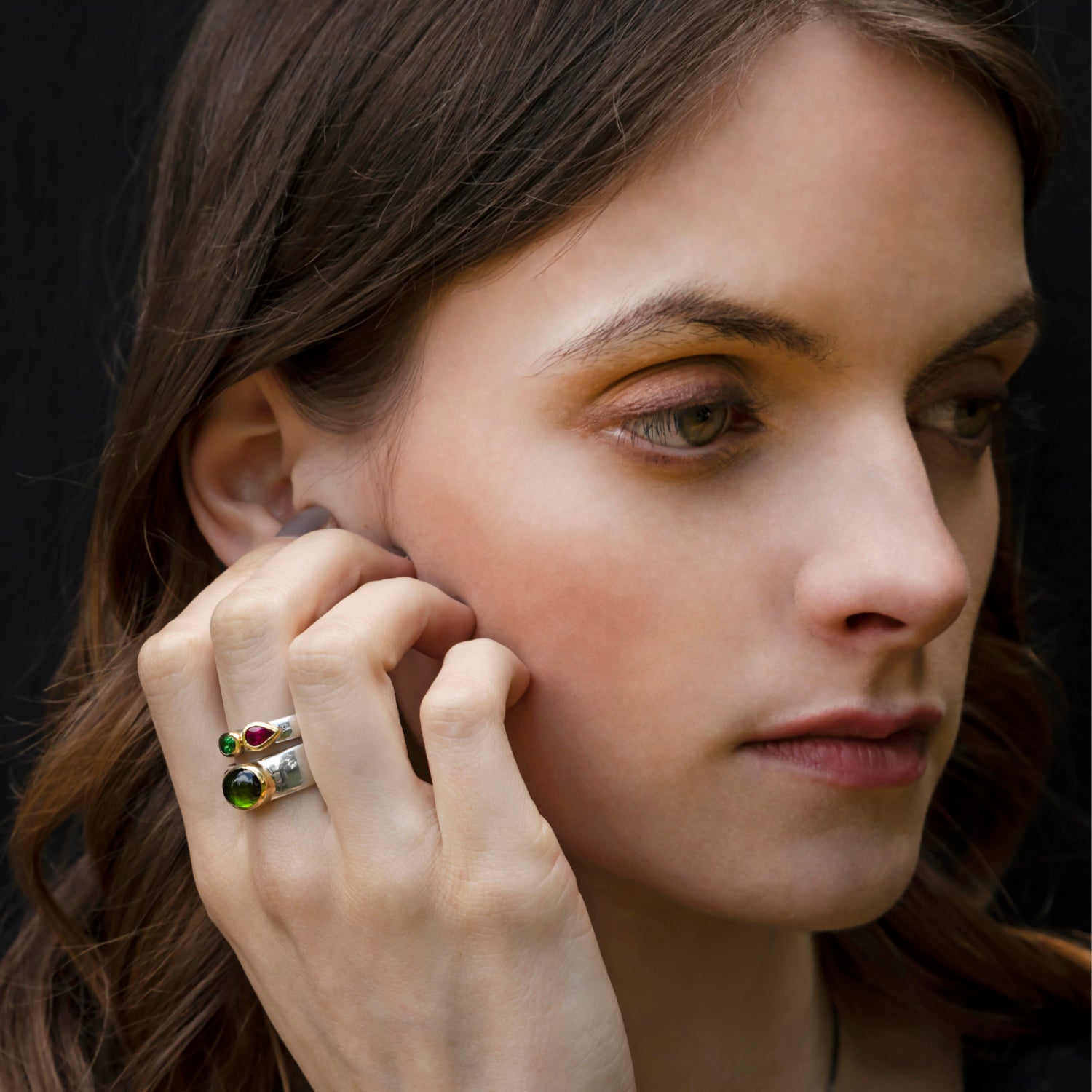 oval green tourmaline ring