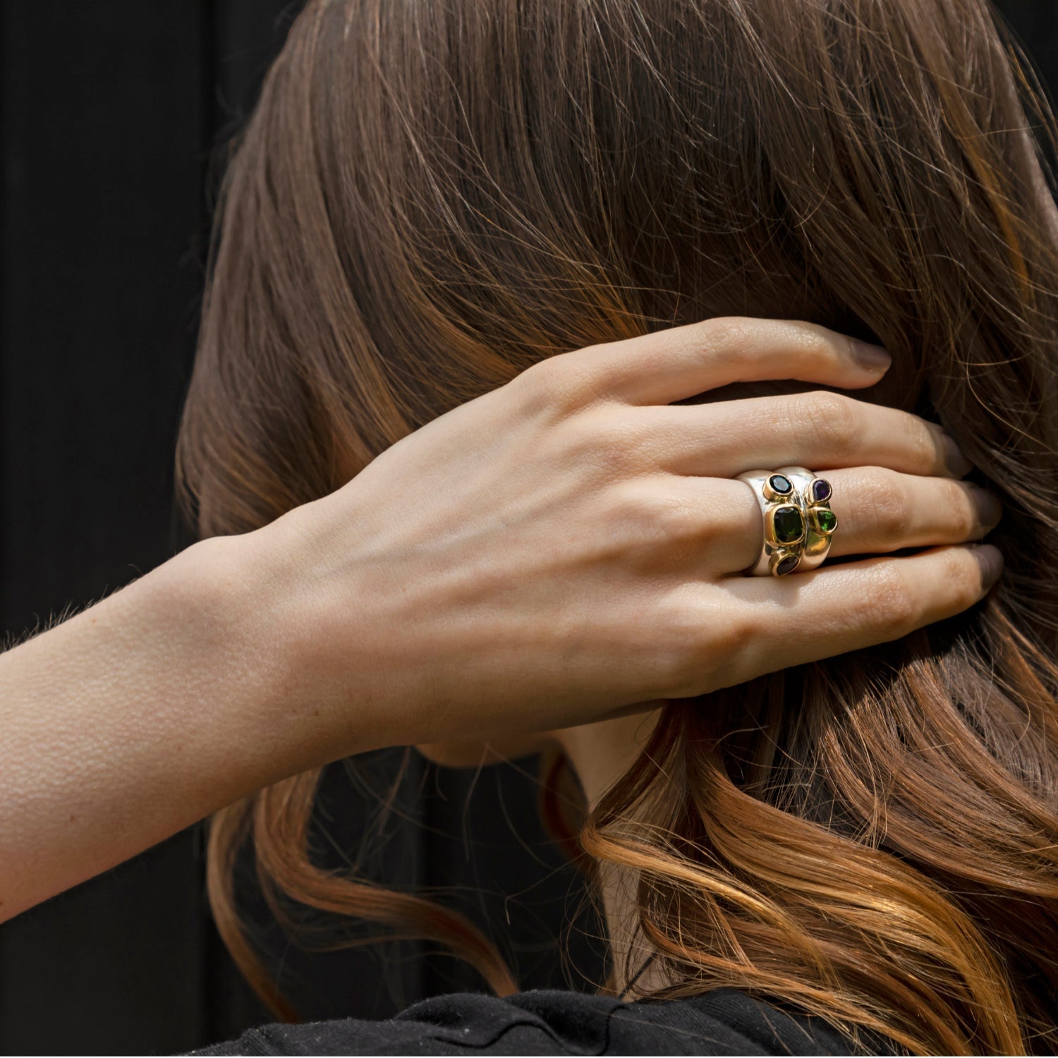 chunky wide rings silver and gold