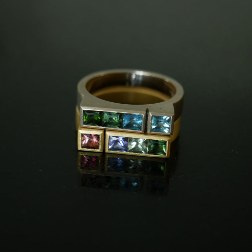 Gold 18ct Architect Rings with Square Cut Diamonds