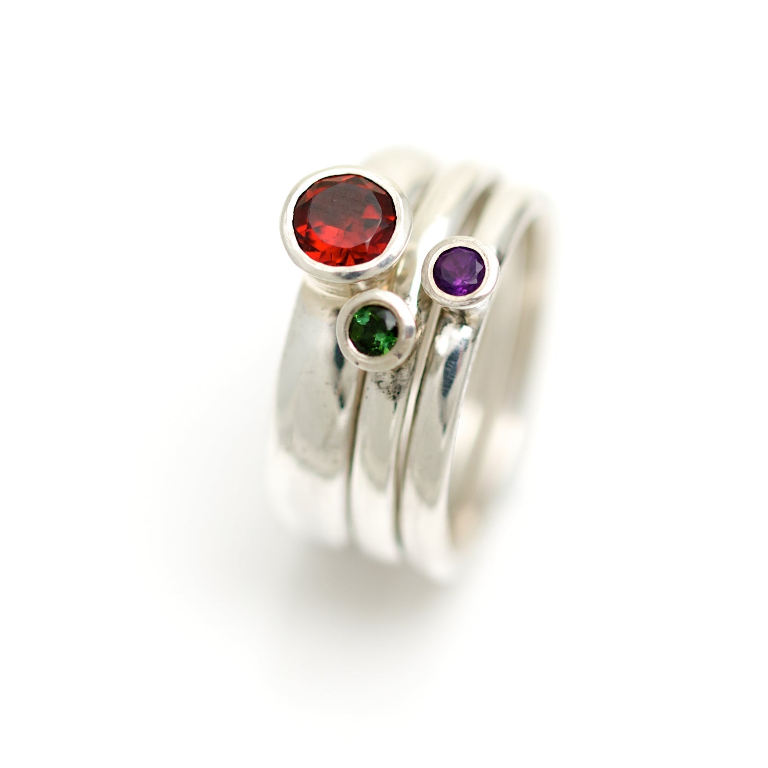 gemstone stacking ring set