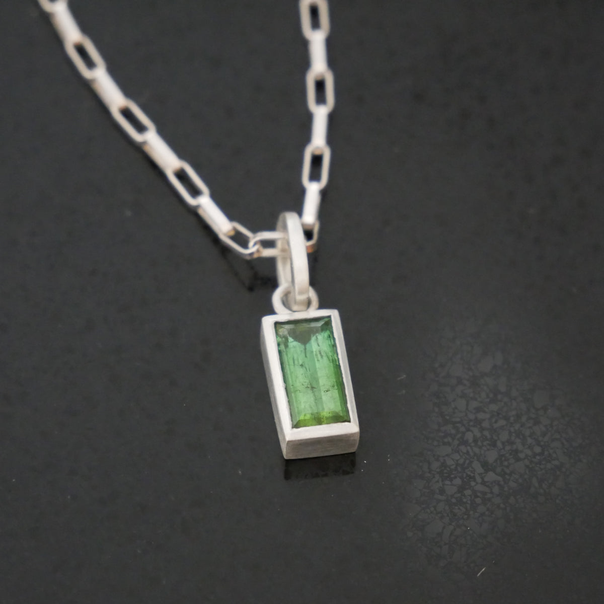 green tourmaline baguette pendant