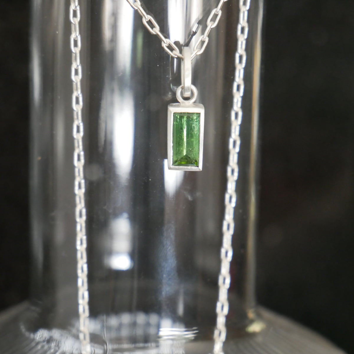 green tourmaline baguette pendant