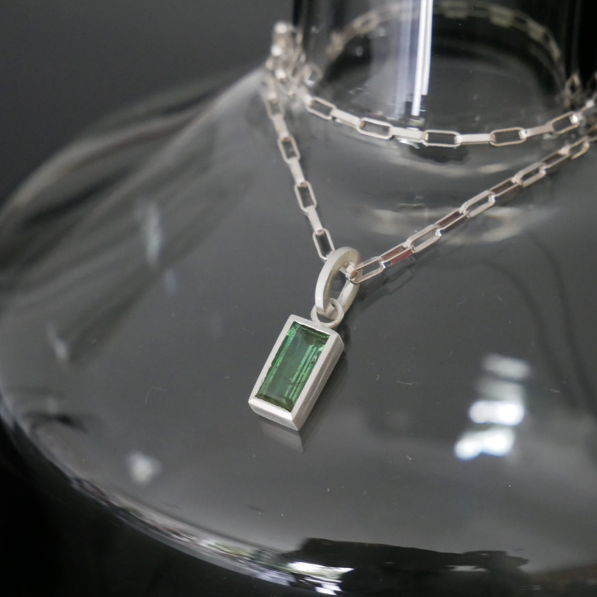 green tourmaline baguette pendant