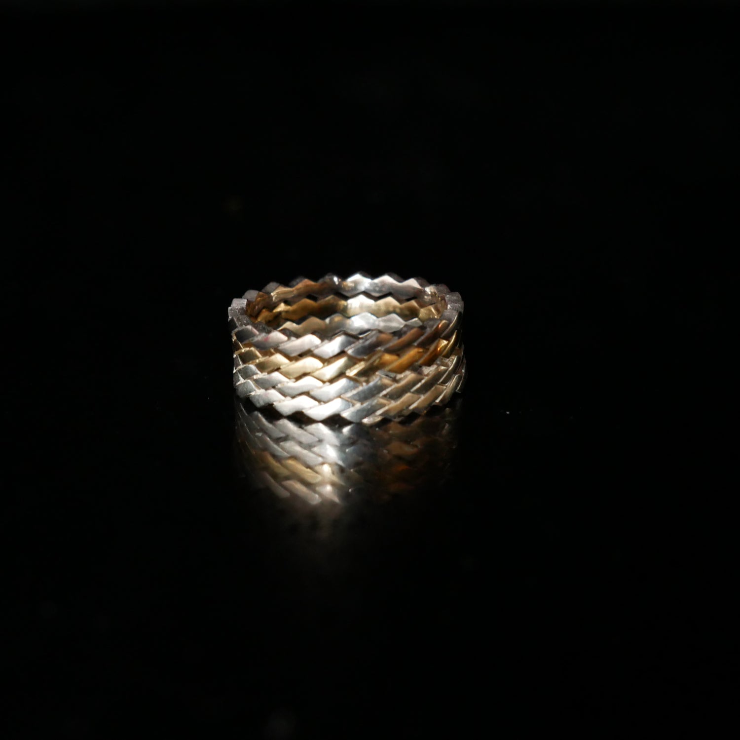 gold and silver zigzag rings