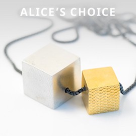 Silver and gold cube necklace