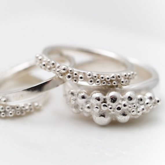 silver beaded rings
